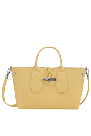 sac à main M Longchamp Roseau en cuir jaune