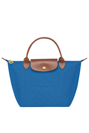sac à main S Longchamp Le Pliage Original bleu ciel en toile et cuir