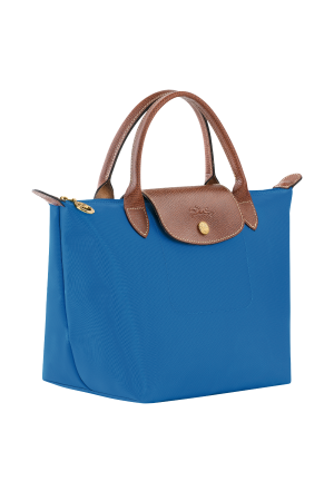 sac à main S Longchamp Le Pliage Original bleu ciel en toile et cuir