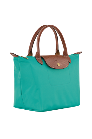 sac à main S Longchamp Le Pliage Original en toile et cuir bleu turquoise