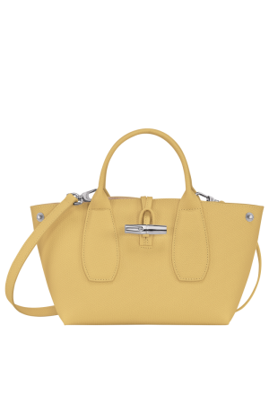 sac à main S Longchamp Roseau en cuir jaune
