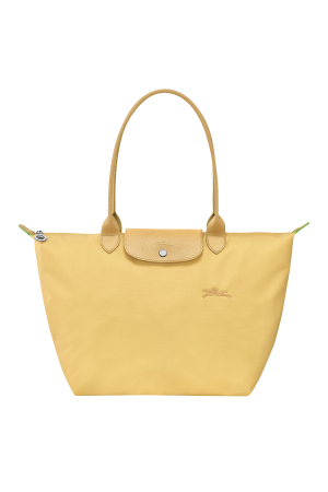 sac cabas L Longchamp Le Pliage Green en toile et cuir jaune