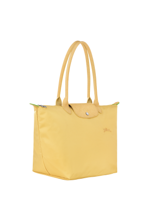 sac cabas L Longchamp Le Pliage Green en toile et cuir jaune