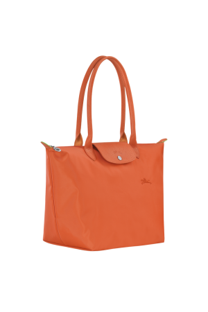 sac cabas L Longchamp Le Pliage Green en toile et cuir orange