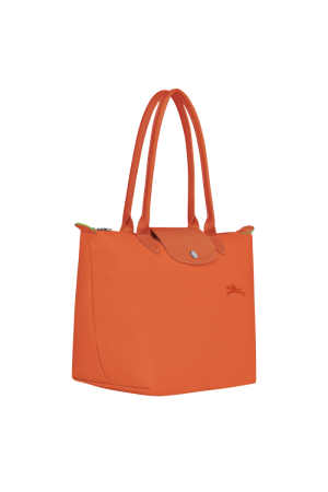 sac cabas M Longchamp Le Pliage Green en toile et cuir orange