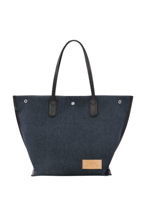 sac cabas L Longchamp Roseau Essential en toile denim navy