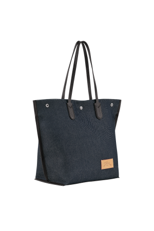 sac cabas L Longchamp Roseau Essential en toile denim navy