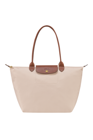 sac cabas L Longchamp Le Pliage Original en toile et cuir beige