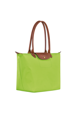 sac cabas L Longchamp Le Pliage Original en toile et cuir vert lumière