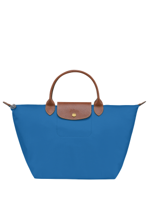 sac à main M Longchamp Le Pliage Original bleu ciel en toile et cuir