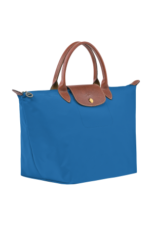 sac à main M Longchamp Le Pliage Original bleu ciel en toile et cuir