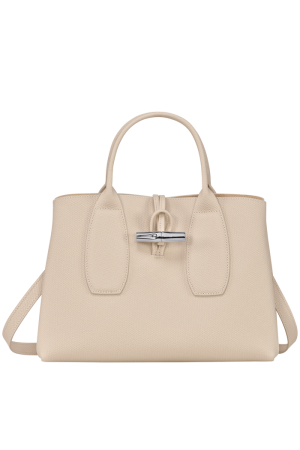 sac à main M Longchamp Roseau en cuir beige