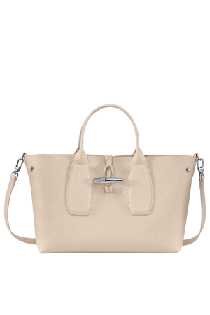 sac à main M Longchamp Roseau en cuir beige