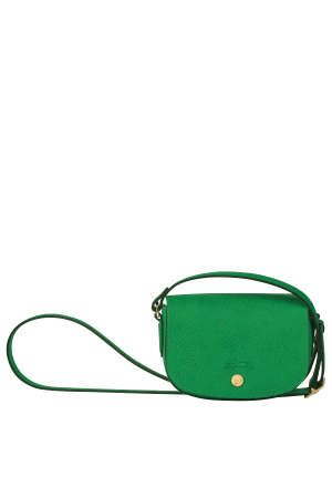 Sac rabat cuir porté travers vert longchgamp