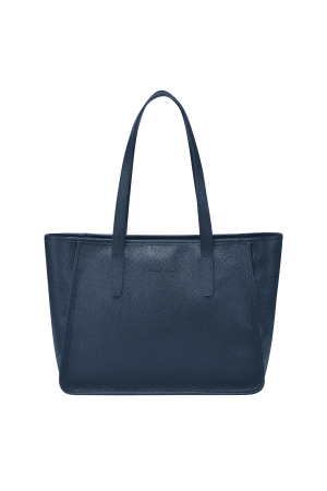 Sac shopping cuir foulonné navy 