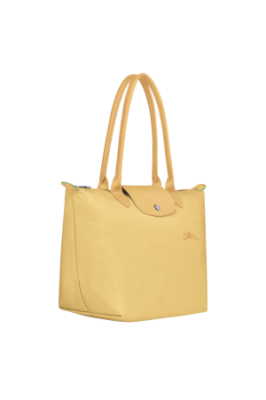 sac cabas M Longchamp Le Pliage Green en toile et cuir jaune