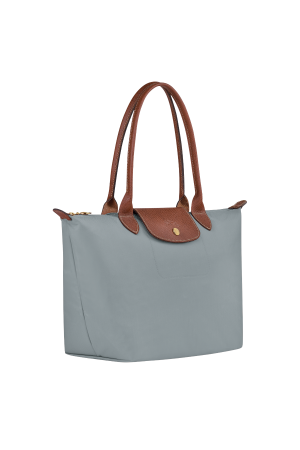 sac cabas M Longchamp Le Pliage Original gris en toile et cuir