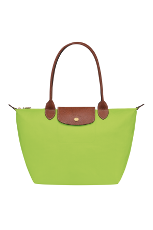 sac cabas M Longchamp Le Pliage Original en toile et cuir vert lumière