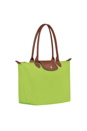 sac cabas M Longchamp Le Pliage Original en toile et cuir vert lumière