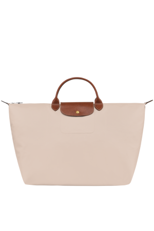 sac de voyage L Longchamp Le Pliage Original en toile et cuir beige