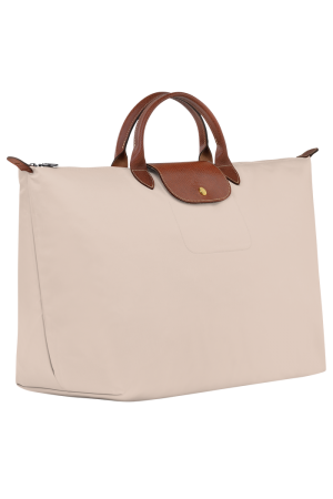 sac de voyage L Longchamp Le Pliage Original en toile et cuir beige