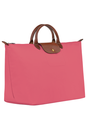 sac de voyage S Longchamp Le Pliage Original rose en toile et cuir