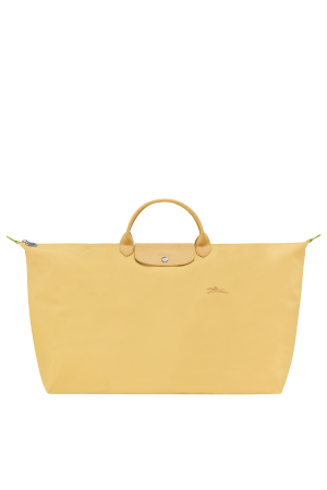sac de voyage M Longchamp Le Pliage Green en toile et cuir jaune