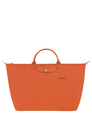 sac de voyage L Longchamp Le Pliage Green en toile et cuir orange