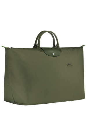 sac de voyage M Longchamp Le Pliage Green en toile et cuir vert