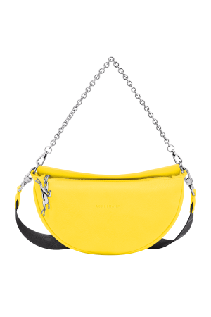 sac bandoulière S Longchamp Smile en cuir jaune