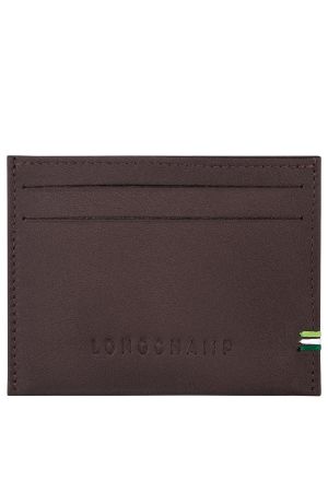 porte-cartes Longchamp Sur Seine en cuir marron