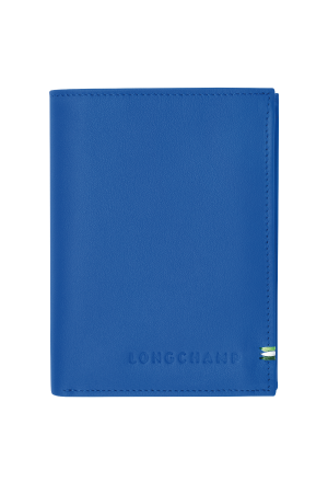 portefeuille homme Longchamp Sur Seine en cuir lisse bleu