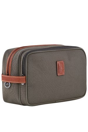 trousse de toilette Longchamp Boxford en toile et cuir marron