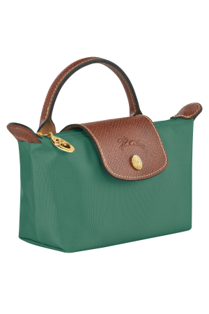trousse cosmétiques Longchamp Le Pliage Original en toile vert et cuir