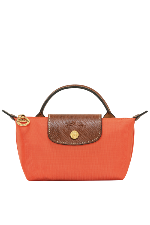 pochette Longchamp Le Pliage Original en toile orange et cuir