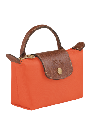 pochette Longchamp Le Pliage Original en toile orange et cuir