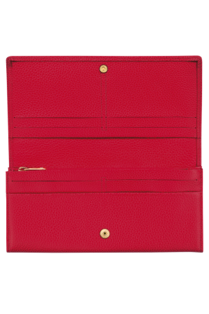 portefeuille à rabat Longchamp Le Foulonné en cuir foulonné rouge