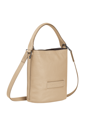sac bandoulière S Longchamp 3D en cuir beige