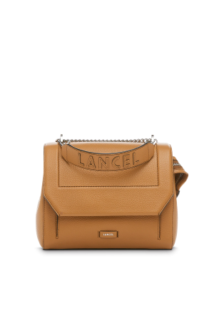 sac à rabat Lancel Ninon M en cuir grainé camel