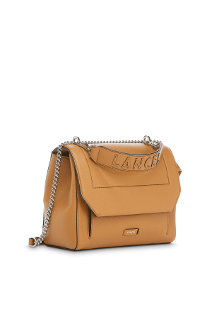 sac à rabat Lancel Ninon M en cuir grainé camel