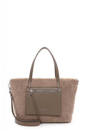 sac cabas Tamaris Margitta en peluche et similicuir taupe