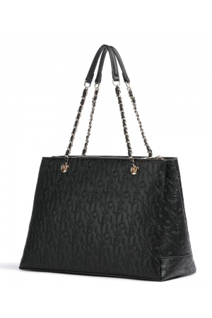 sac cabas Valentino Relax en similicuir noir à logo embossé all-over