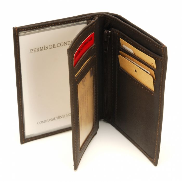 Portefeuille Homme Cuir Noir Arthur&Aston - 3 Plis, Fermeture Zip Et Porte-photos